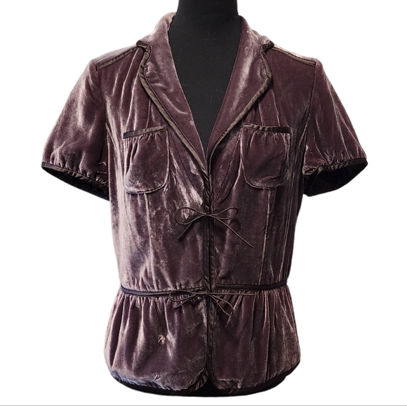 Banana Republic Tops - Vintage Banana Republic Purple Velvet Tie Front Top